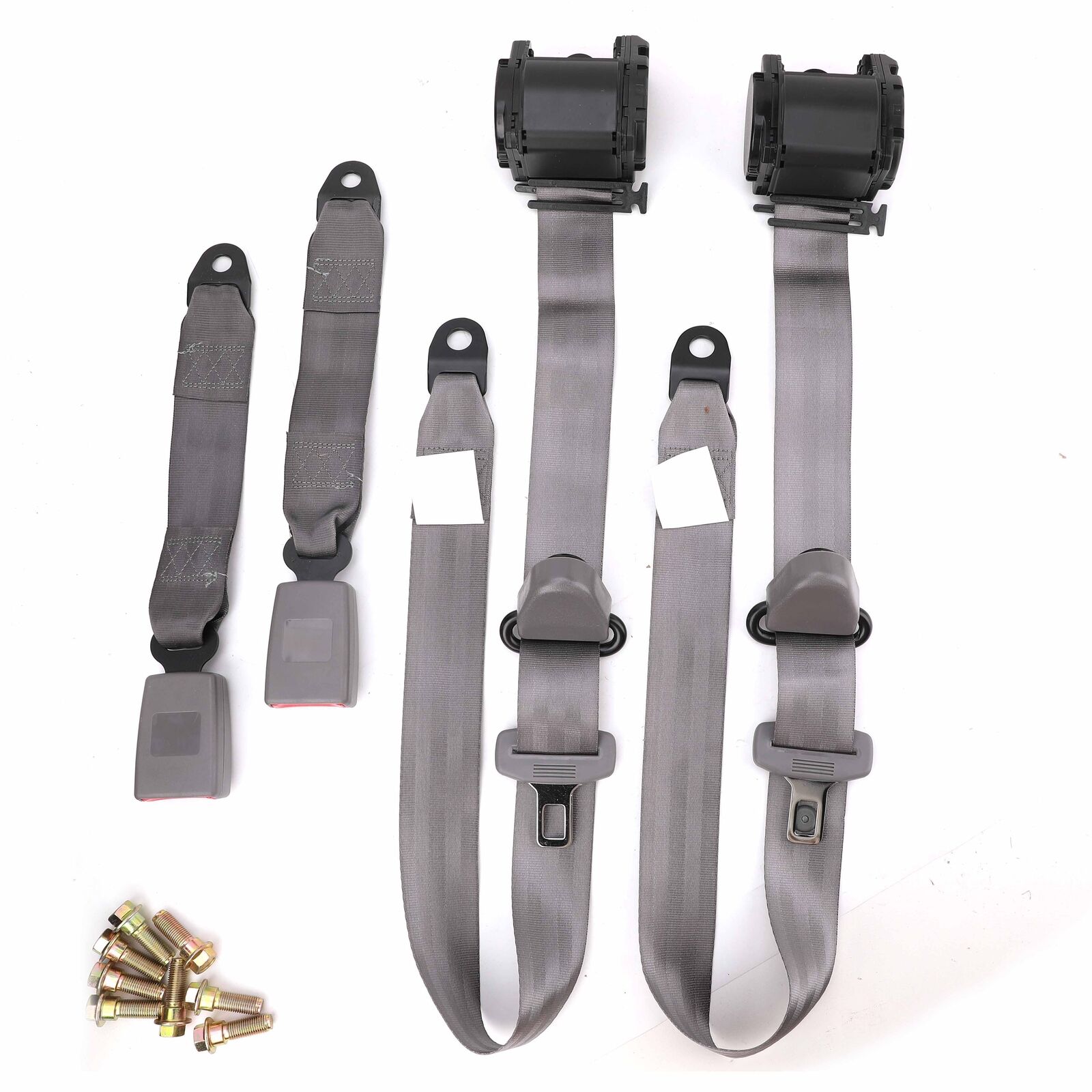 2Set Retractable 3 Point Safety Seat Belt Straps Car Vehicle